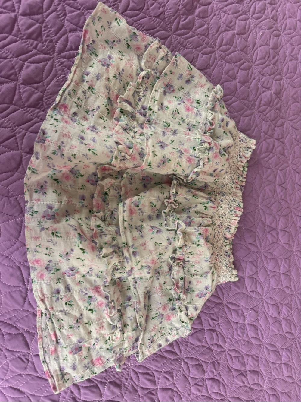 Francesca's Collections Pink Cream Floral Ruffle Skirt - Girls